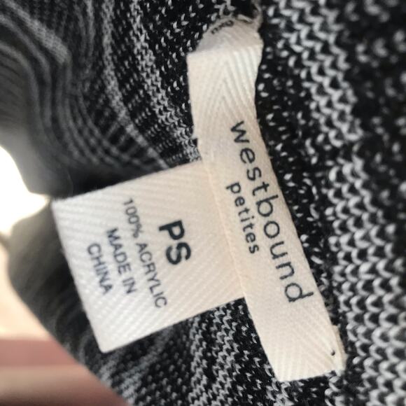 Westbound Petites Zebra Print Open Front Acrylic Cardigan Black White Women's PS - Picture 7 of 7